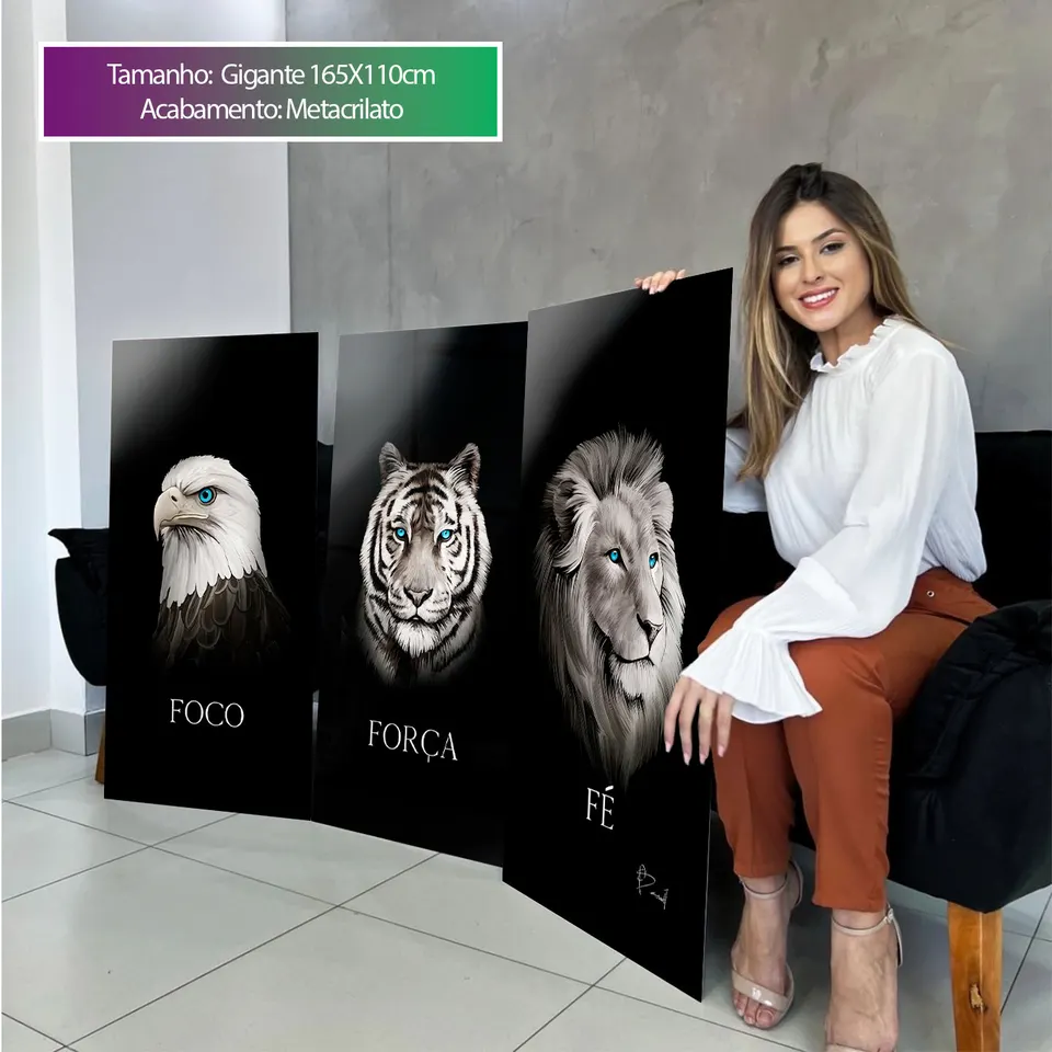 Quadro Foco, Força e Fé 3 Peças — foto 8