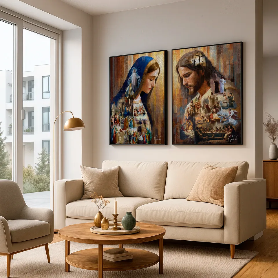 Quadro O Legado de Jesus e Maria 2 Peças