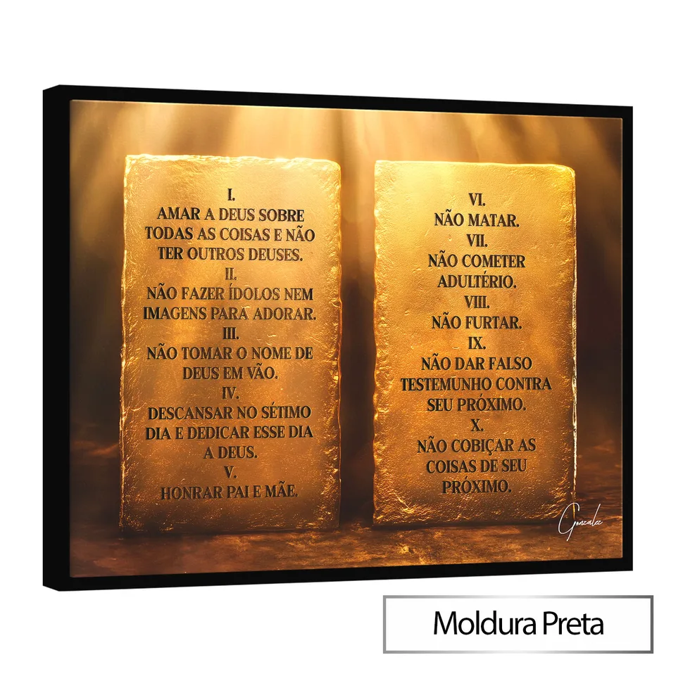 Quadro Os Dez Mandamentos decorativo - detalhe moldura