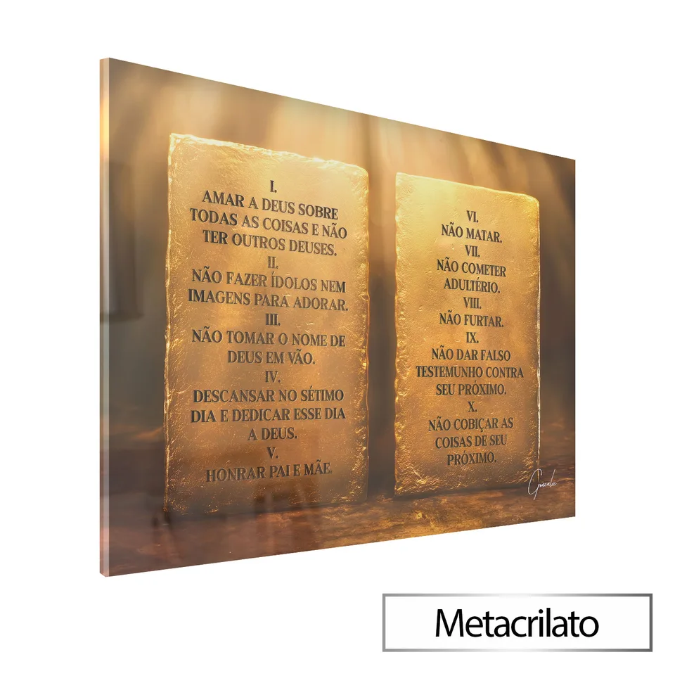 Quadro Os 10 Mandamentos - versão horizontal decoração parede