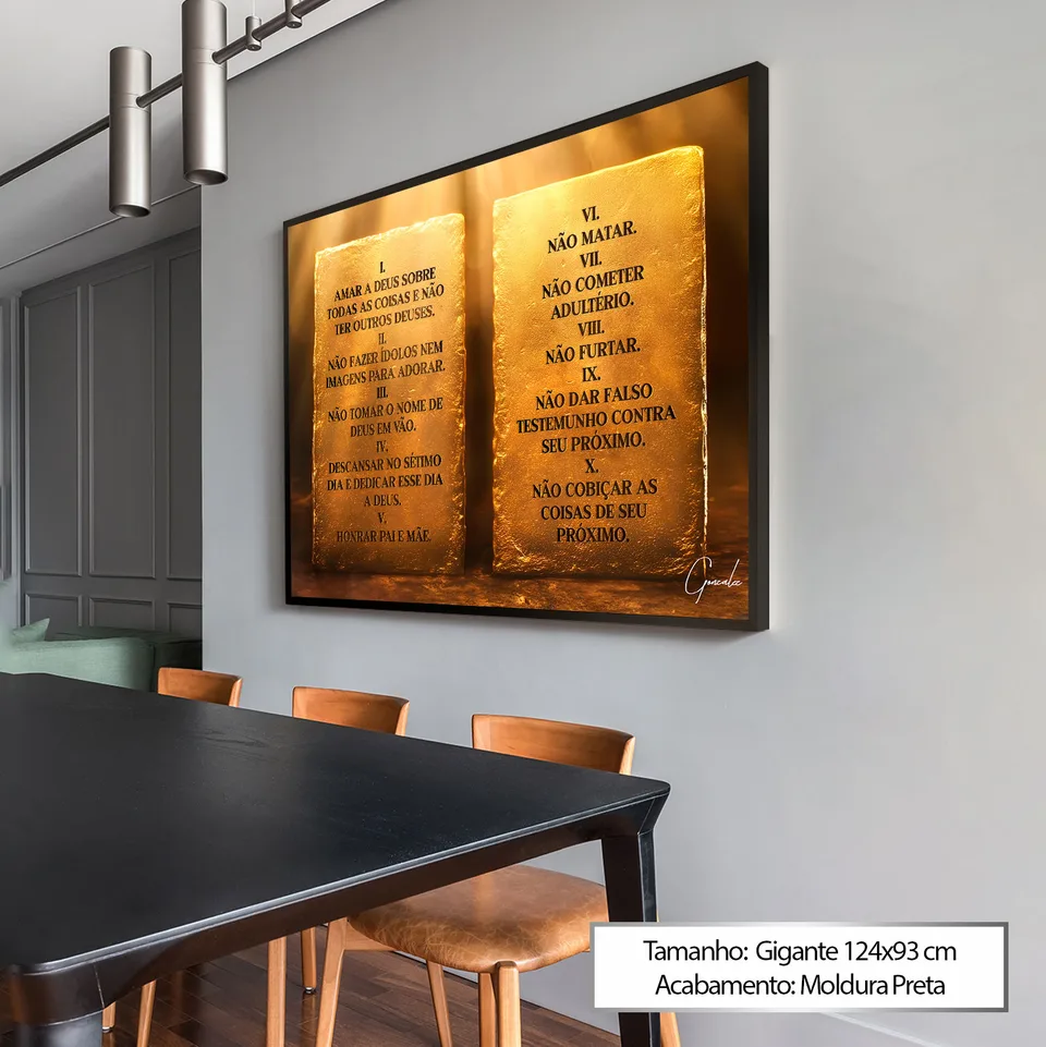 Quadro 10 Mandamentos arte cristã - ambiente sala decoração