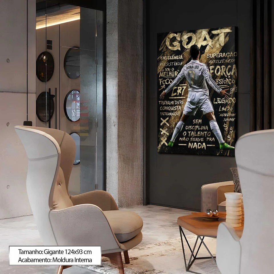 7089 Quadro Cristiano Ronaldo Grafite Dourado (25)