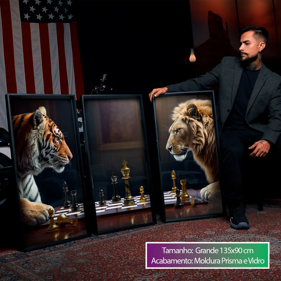 Quadro Jogo de Feras 3 Peças — foto 9