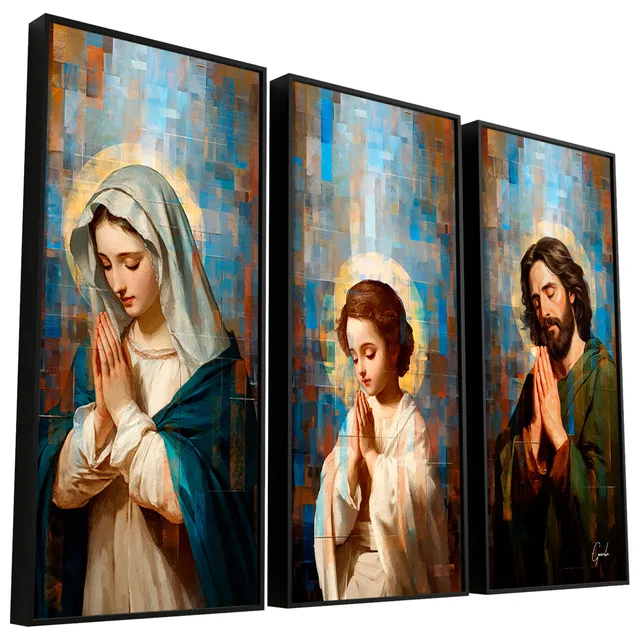 Quadro Sagrada Família Grid Art 3 Peças - Quadros de Motivação | QuadrosDecorativos.com