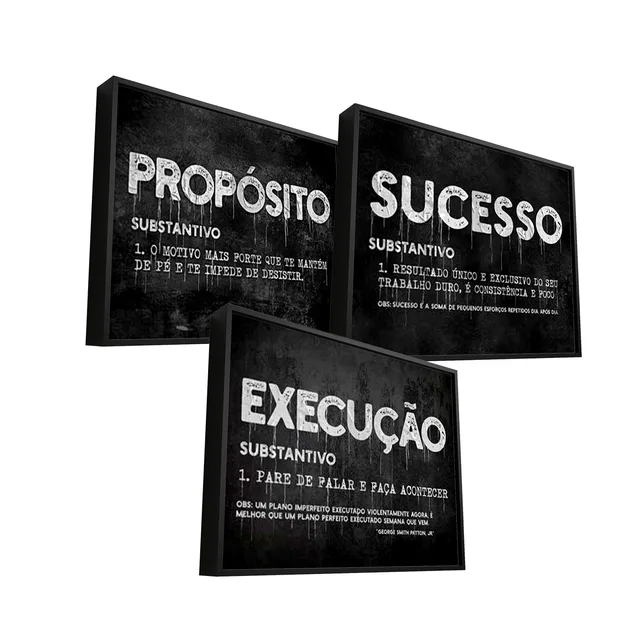 Combo Quadros Propósito, Sucesso e Execução