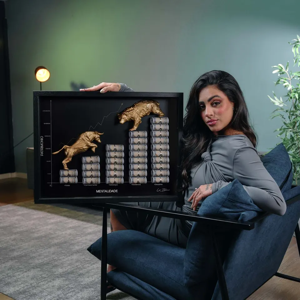 the golden financial chart — detalhe da moldura e acabamento
