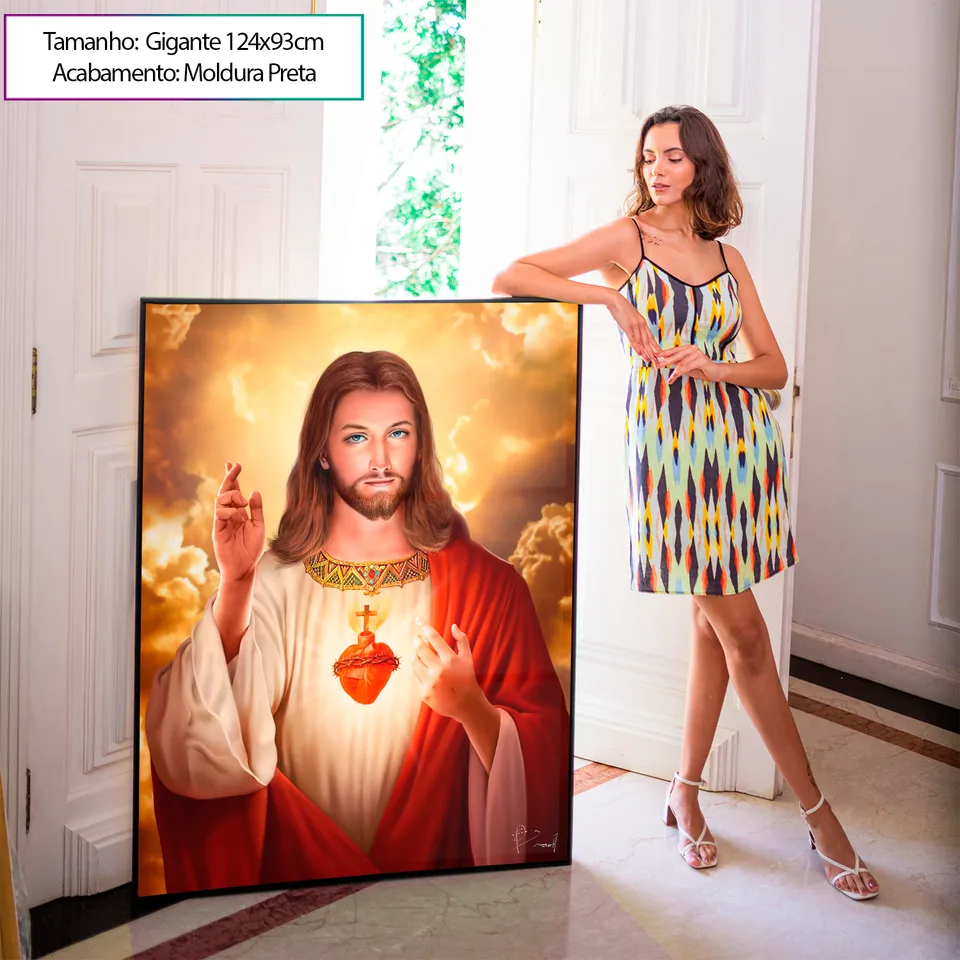 Quadro Sagrado Coração de Jesus - ambiente sala de estar