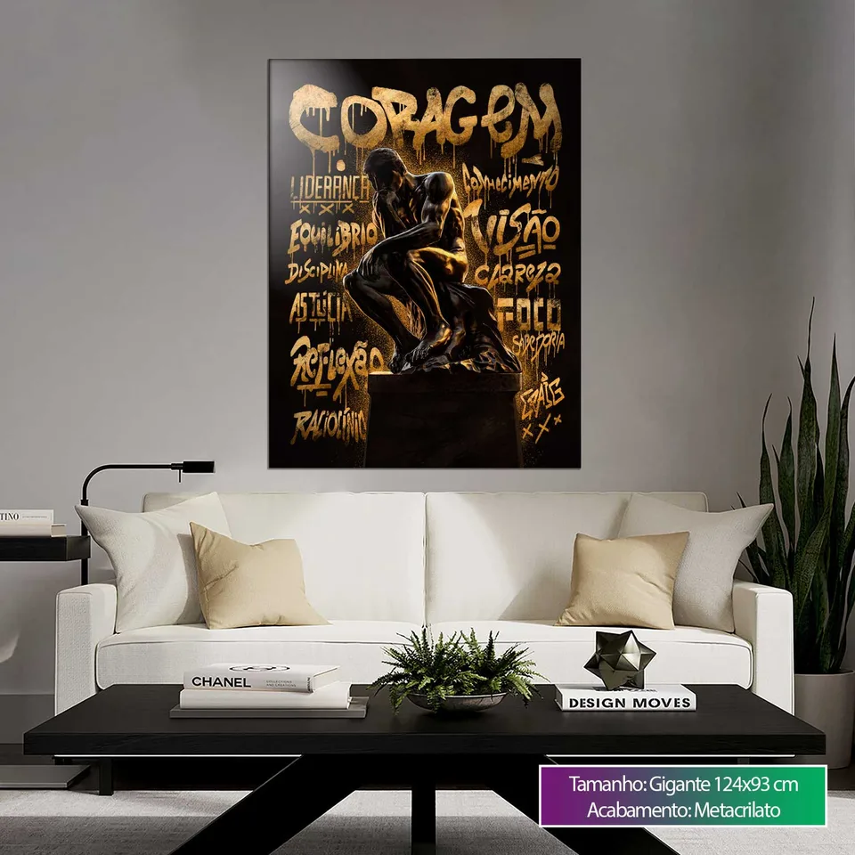 Quadro O Pensador Grafite Dourado CRAIG — foto 6
