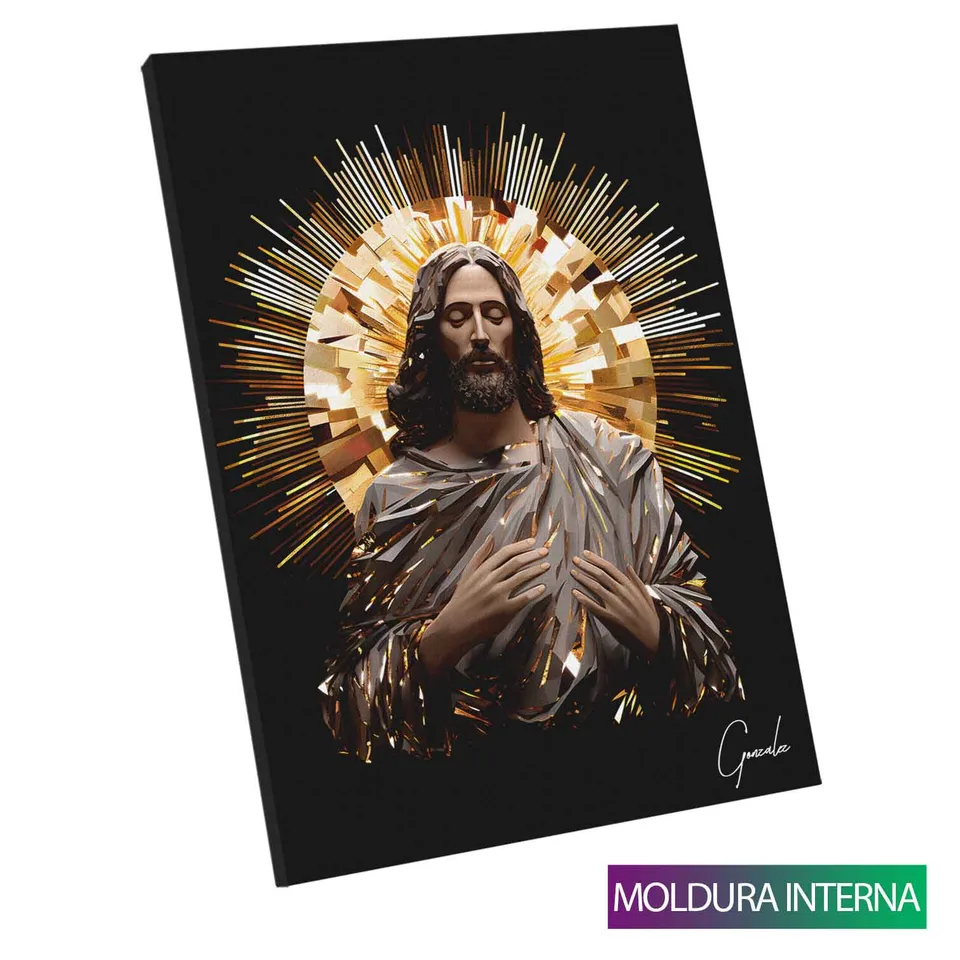 Quadro Jesus, O Salvador Radiante — Moldura Interna, Médio 64x48