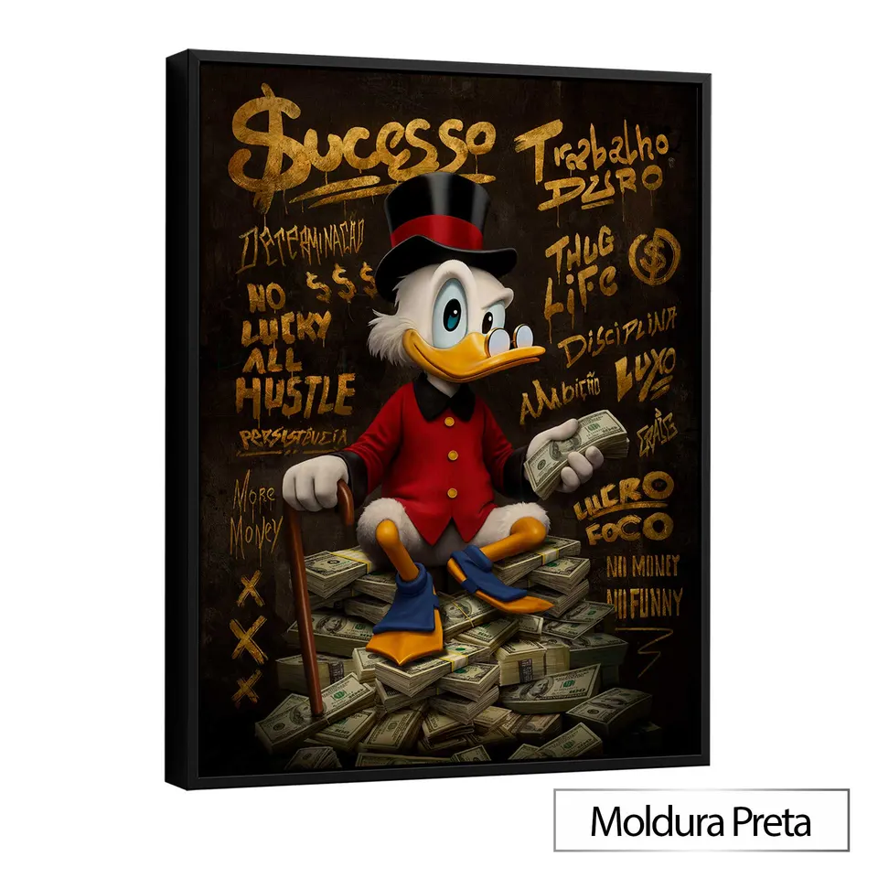 Quadro The Duck's Grafite Dourado