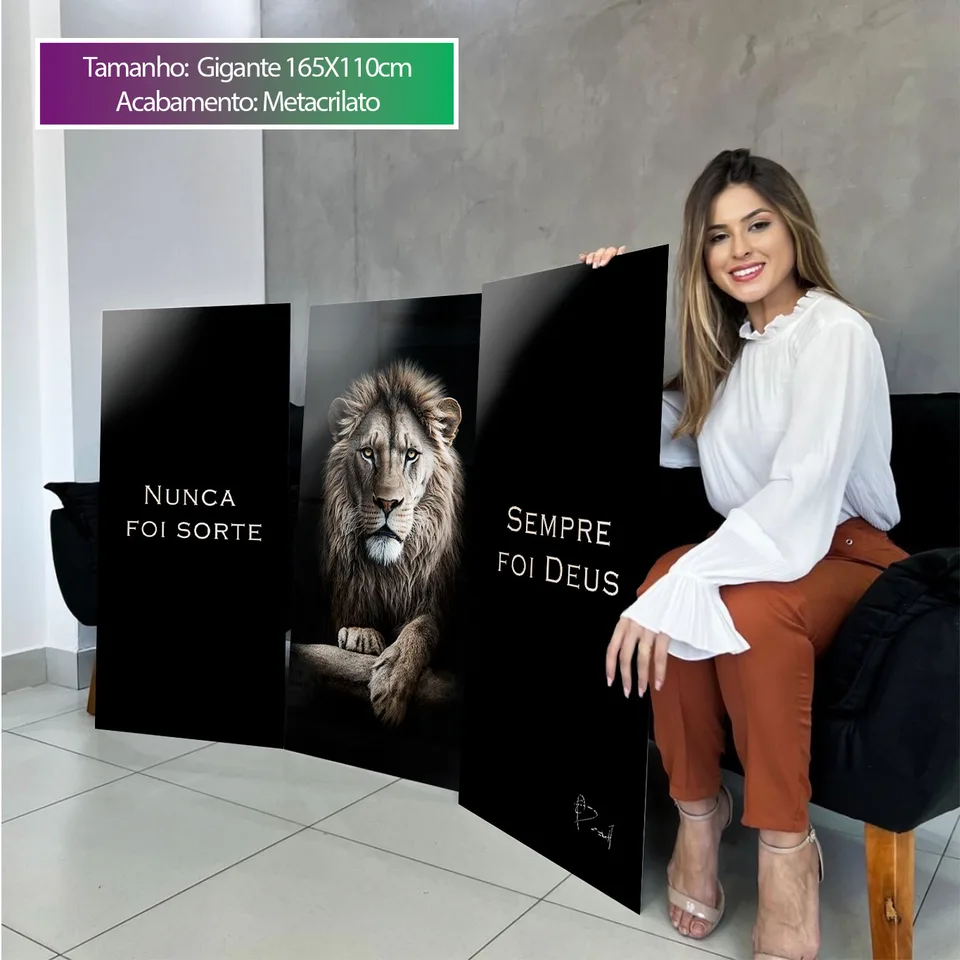 Quadro decorativos Nunca Foi Sorte, Sempre Foi Deus 3 Peças