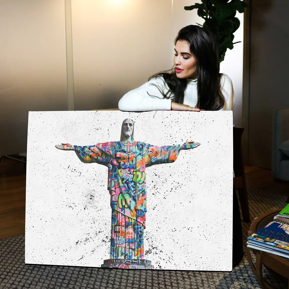 Quadro Cristo Redentor Grafite CRAIG — Moldura Interna, Médio 64x48