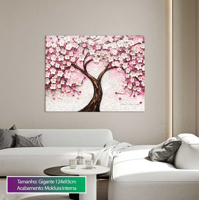 Quadro Árvore Encanto Floral em ambiente claro