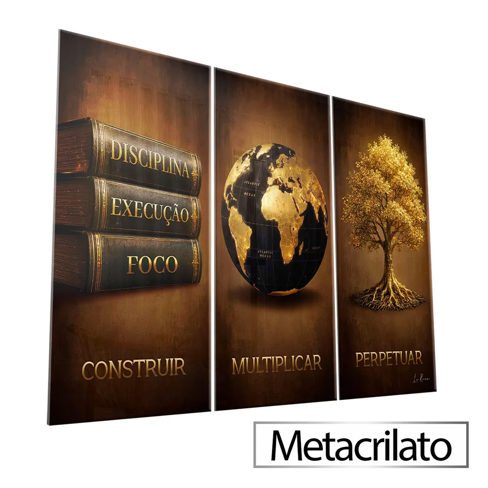 Quadro Pilares da Riqueza 3 Peças