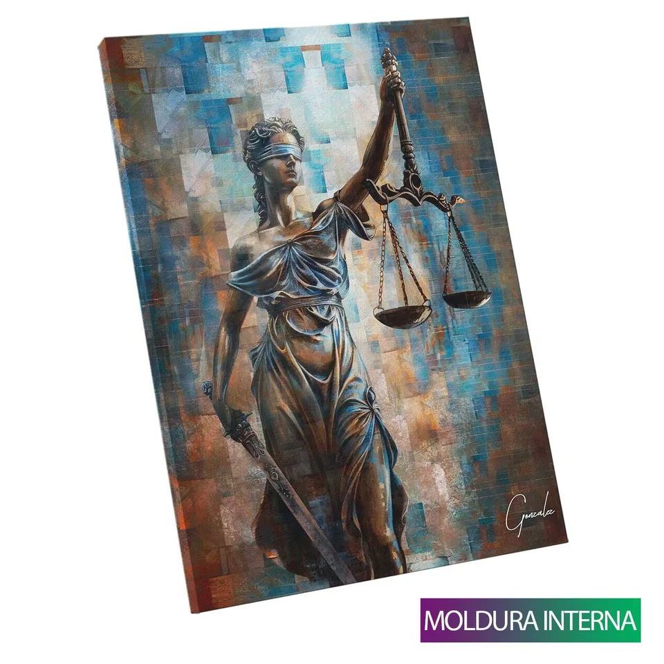Quadro Deusa da Justiça Grid Art com moldura interna