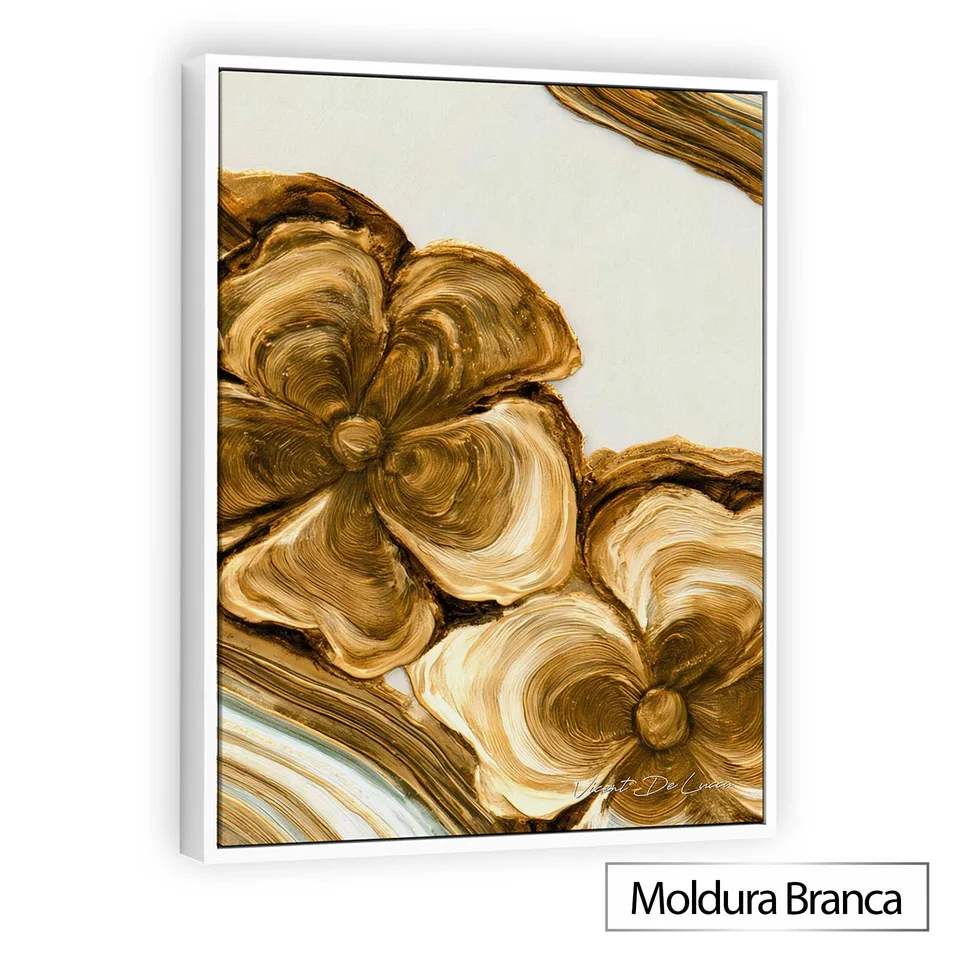 Quadro Floral Dourado Amadeirado — foto 7