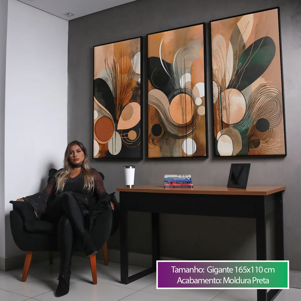 Quadro Boho Areia e Terra 3 Peças