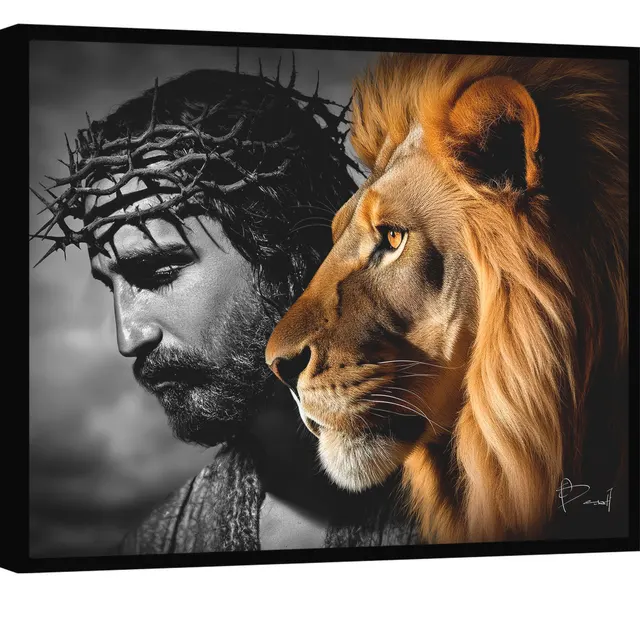 Quadro Jesus Leão de Judá decorativo para sala e escritório