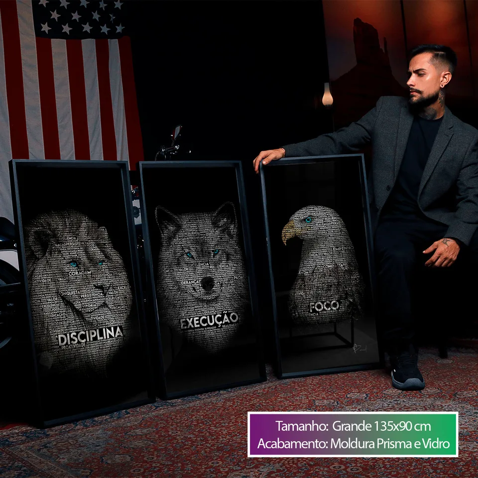 8983 Quadro Quadro Disciplina, Execução e Foco Word Art 3 Peças (16)