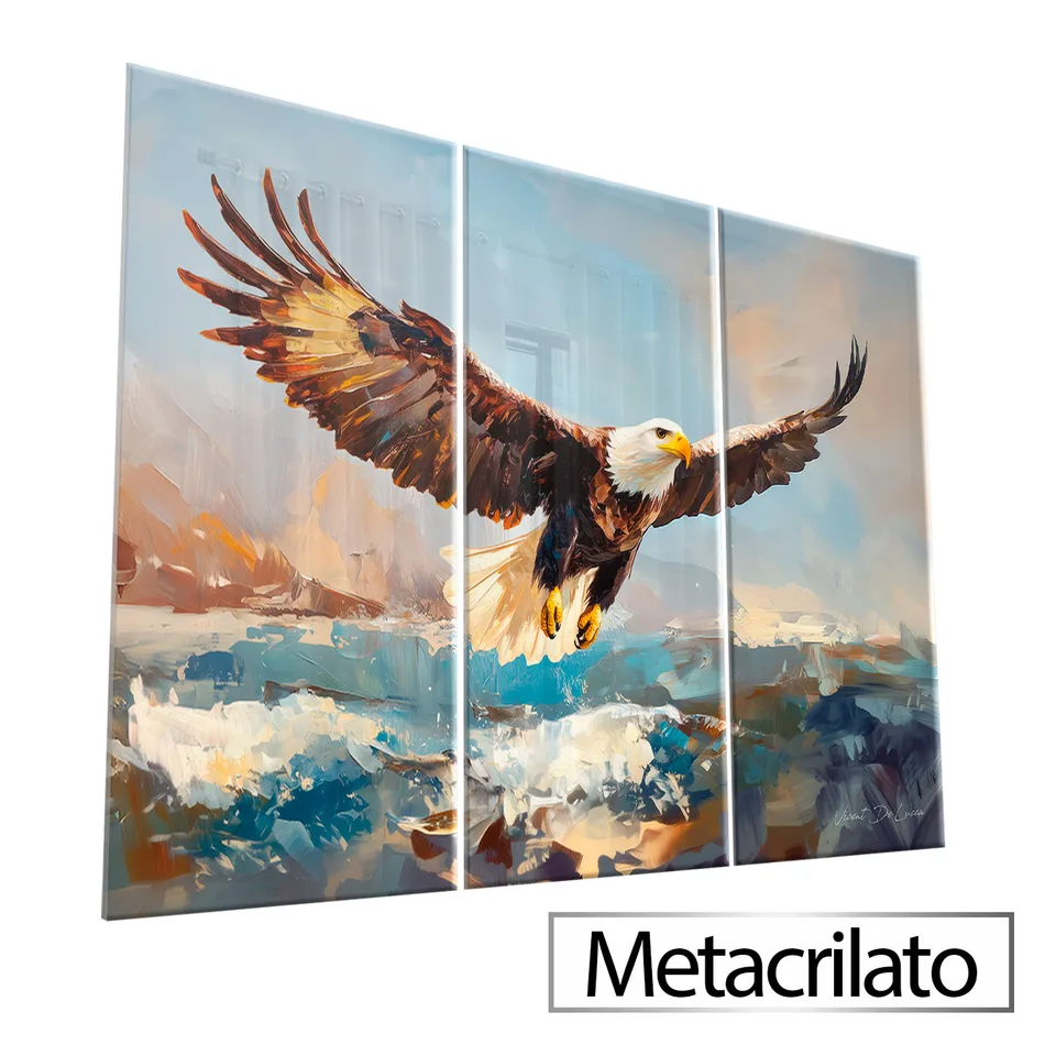 7086 Quadro Águia Sobre o Mar 3 Peças (1)
