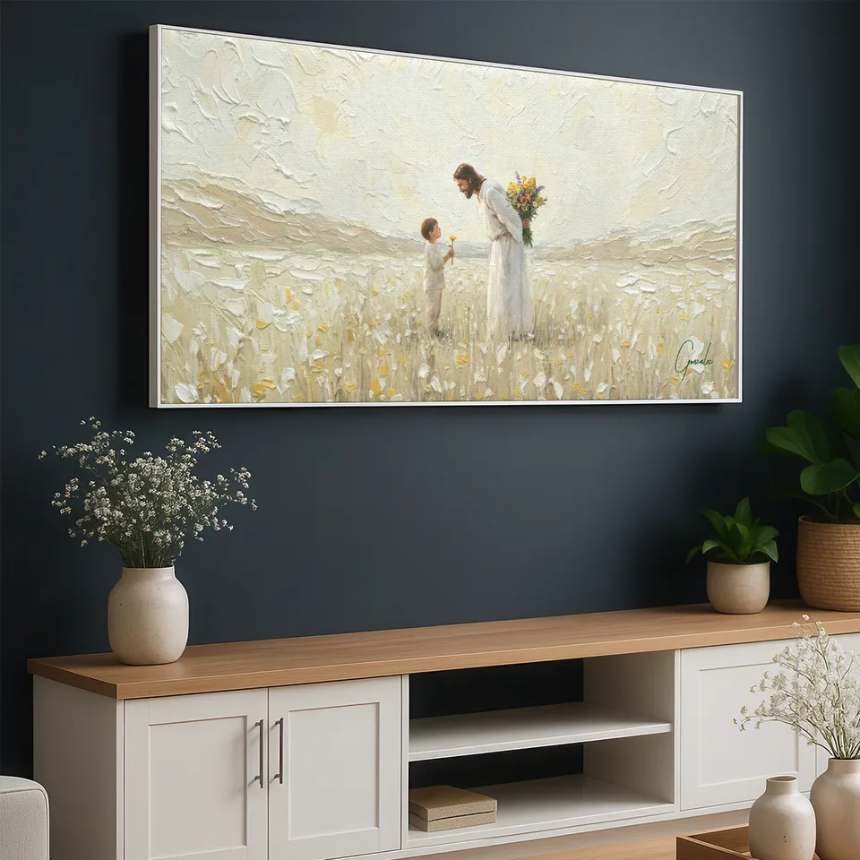 primavera cristo detalhe — flores e luz divina por Gonzalez
