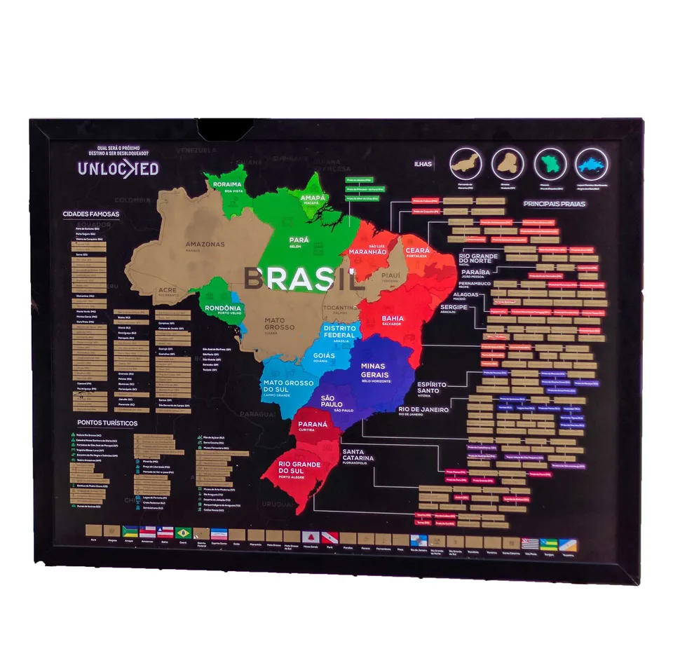 Quadros Decorativos Mapa do Brasil de Raspar