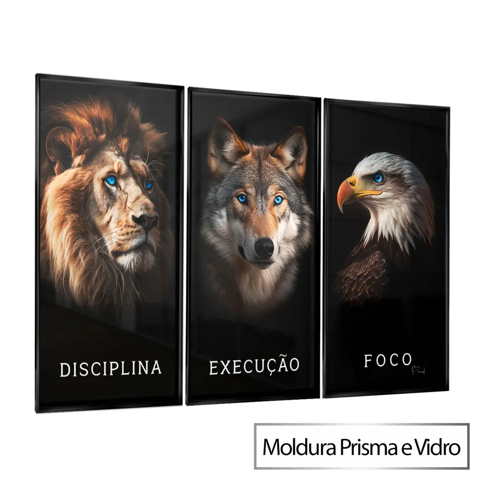 8548 Quadro Disciplina, Execução e Foco Realista 3 Peças (29)