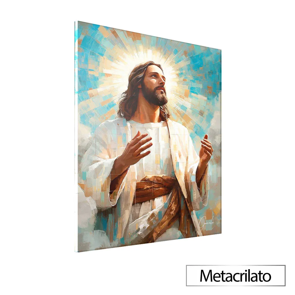 Quadro Jesus é a Luz Grid Art Metacrilato
