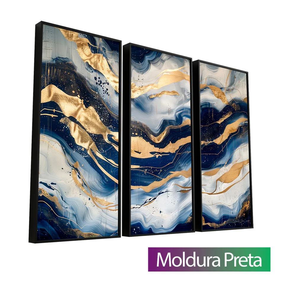 8936 Quadro Abstrato Ondas de Safira – 3 Peças (5)