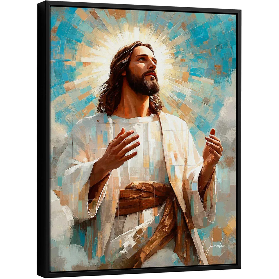 Quadro Jesus é a Luz Grid Art Capa com fundo branco