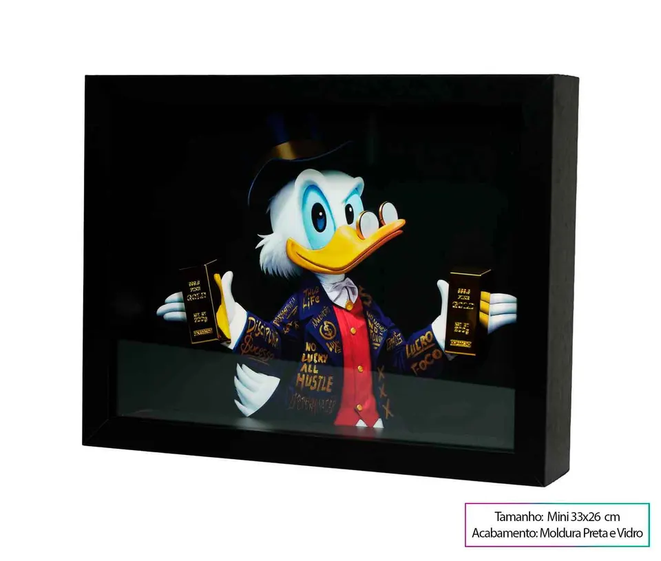 Quadro The Duck's Golden Bars Mini com Moldura Preta e Vidro