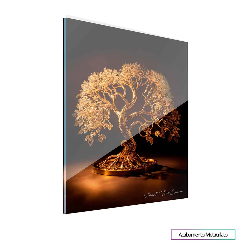 Quadro Árvore da Vida de Ouro em metacrilato