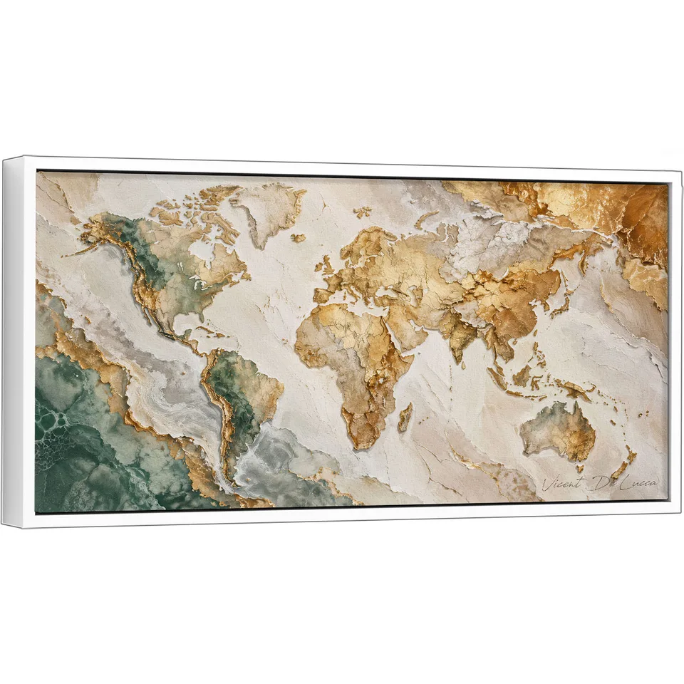Quadro Abstrato Mapa Mundi Tinta e Ouro — foto 1