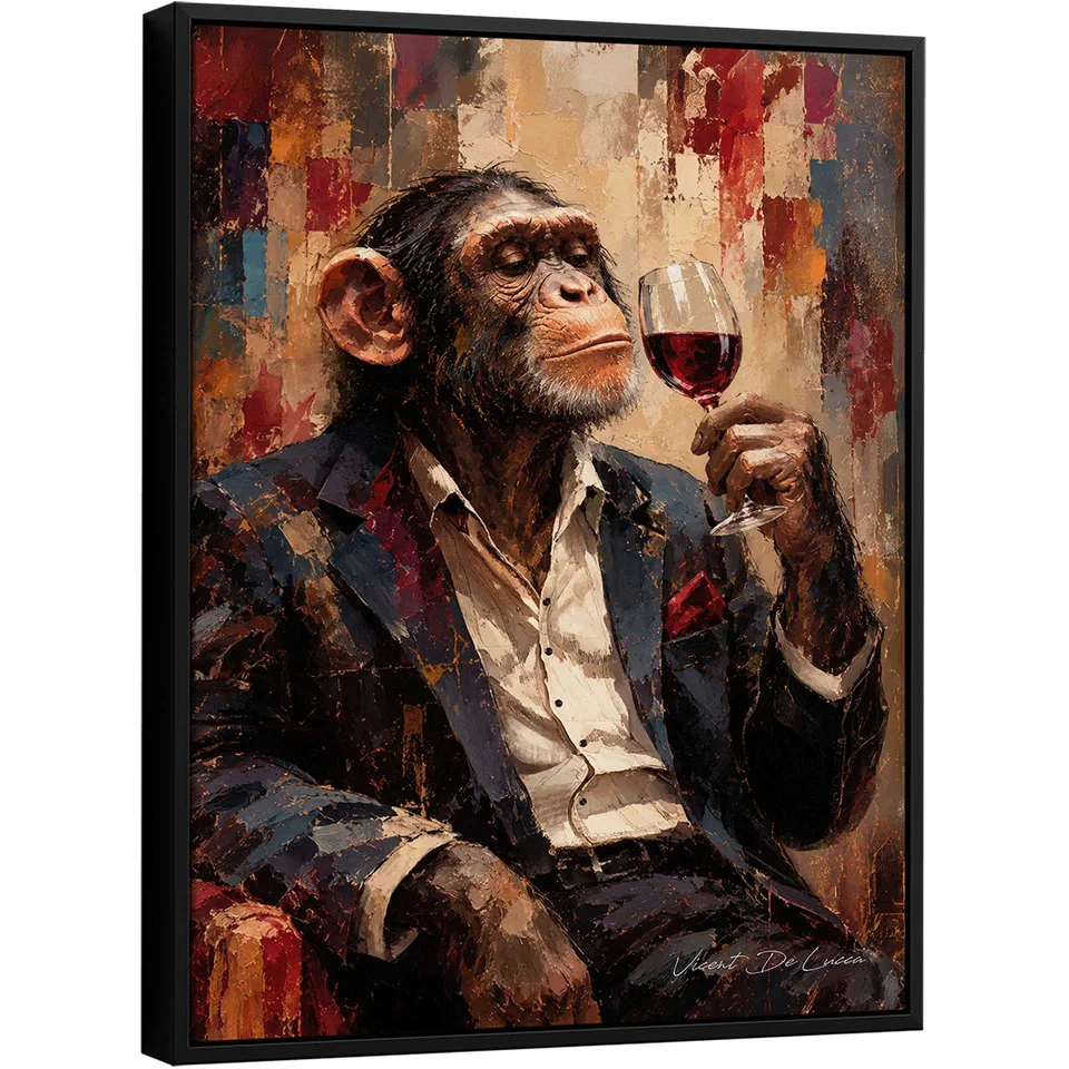 Quadro Macaco e o Vinho