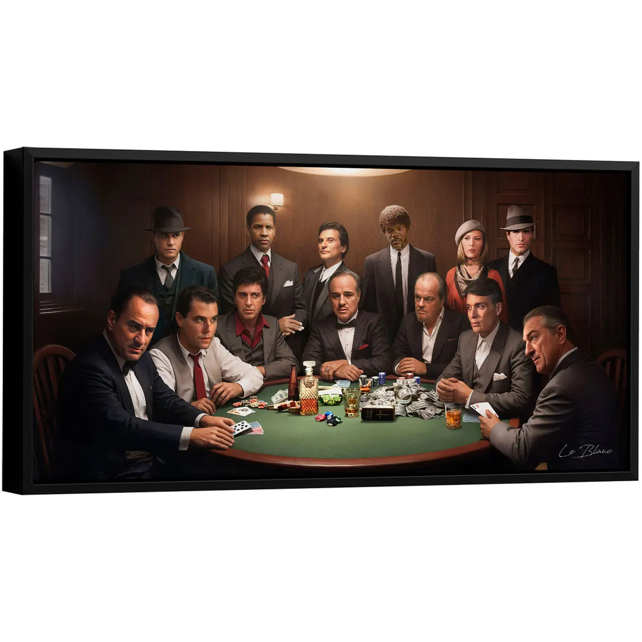 Quadro Clube dos Gangsters, personagens do cinema gângster reunidos em uma mesa de pôquer