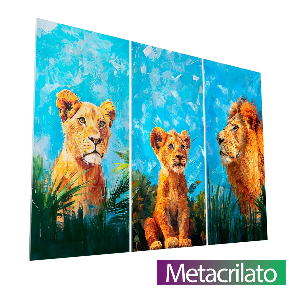 8846 Quadro Família de Leões Tropicais 3 Peças (9)