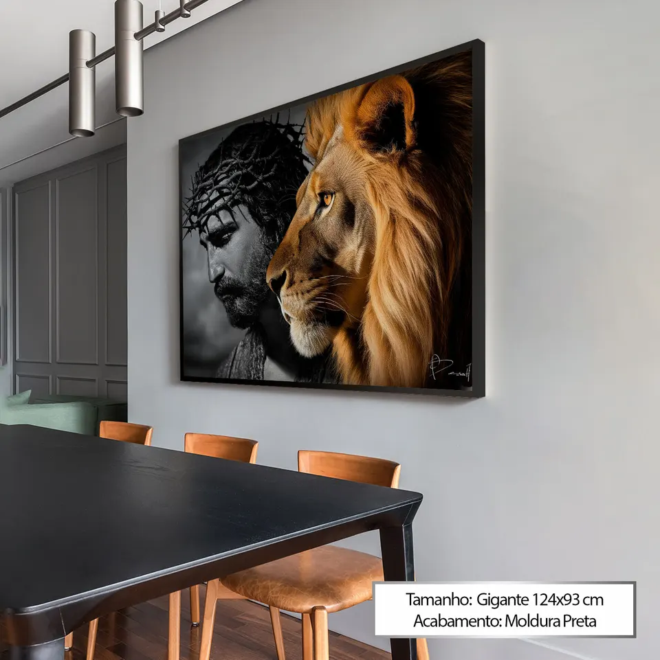 Quadro leão de judá - detalhe olhos arte cristã