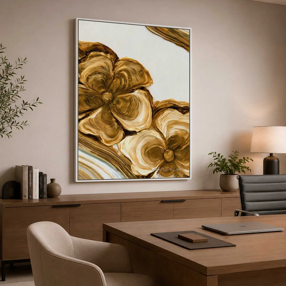 Quadro Floral Dourado Amadeirado — foto 6
