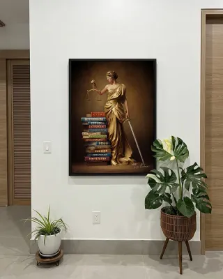 Quadro Conhecimento da Deusa da Justiça na casa de Maria Eduarda