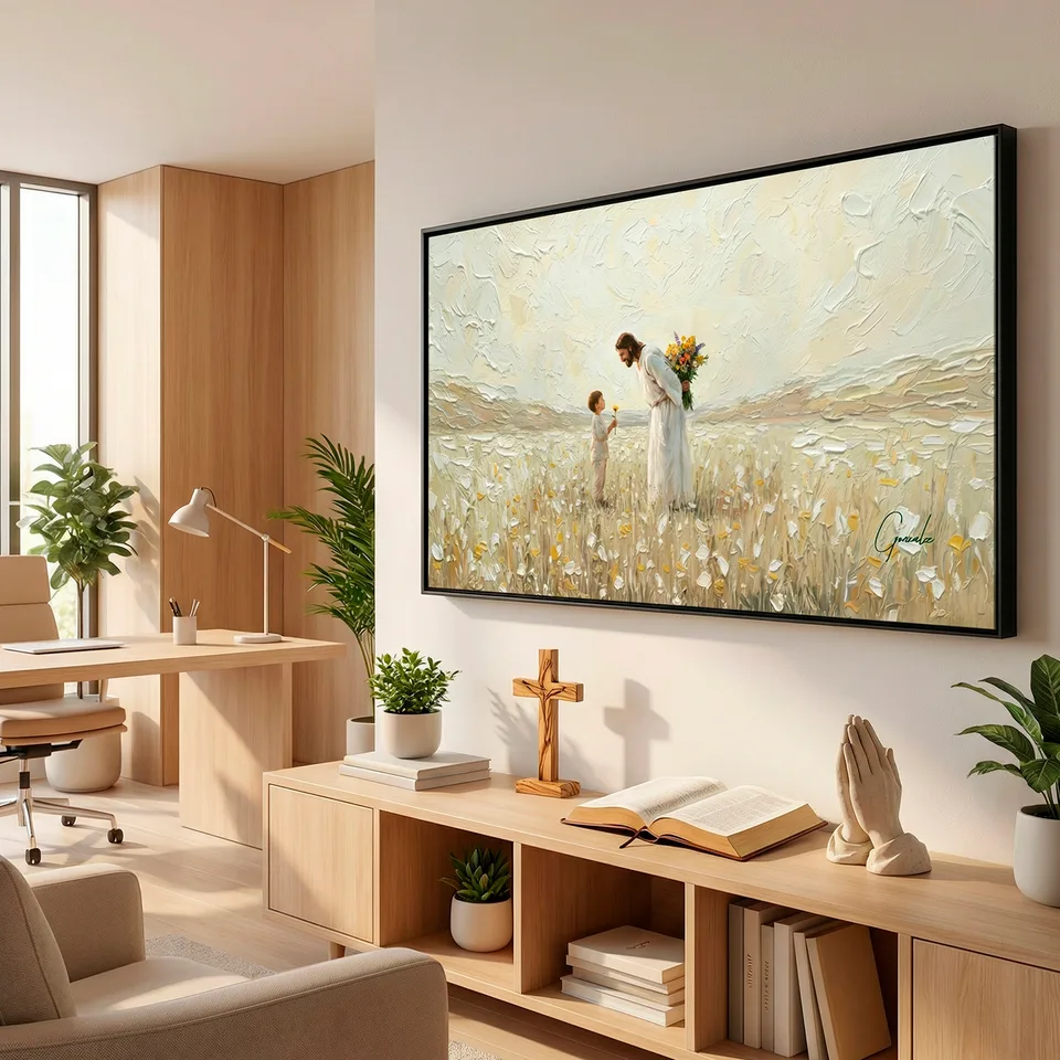 primavera cristo — campo florido