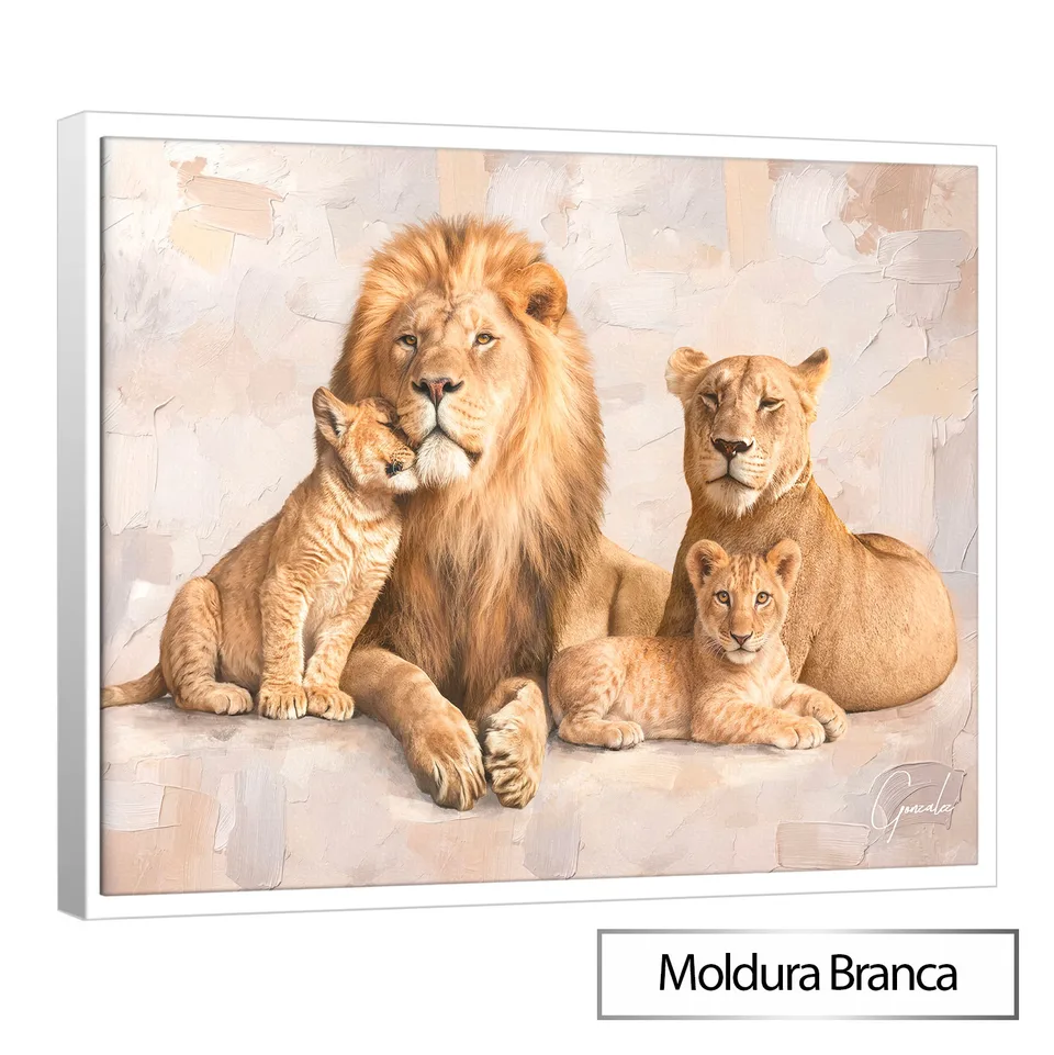 Quadro A Essência da Família de Leões - Coleção Cream Art — foto 6