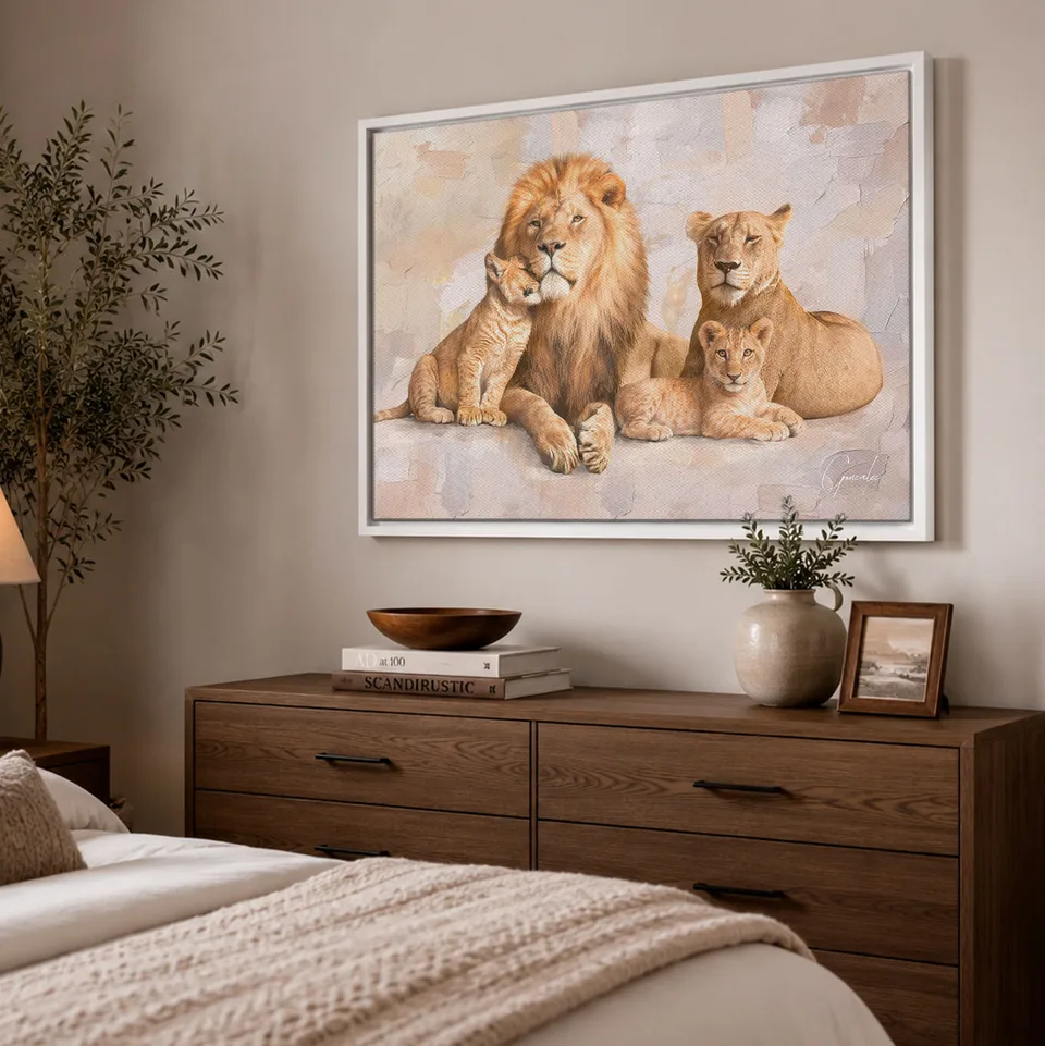 Quadro A Essência da Família de Leões - Coleção Cream Art — foto 2