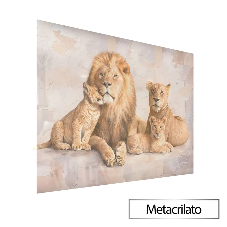 Quadro A Essência da Família de Leões - Coleção Cream Art — foto 4