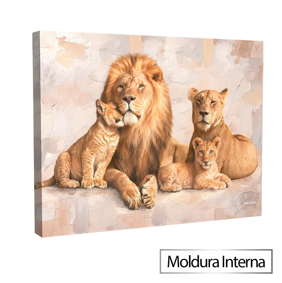 Quadro A Essência da Família de Leões - Coleção Cream Art — foto 5