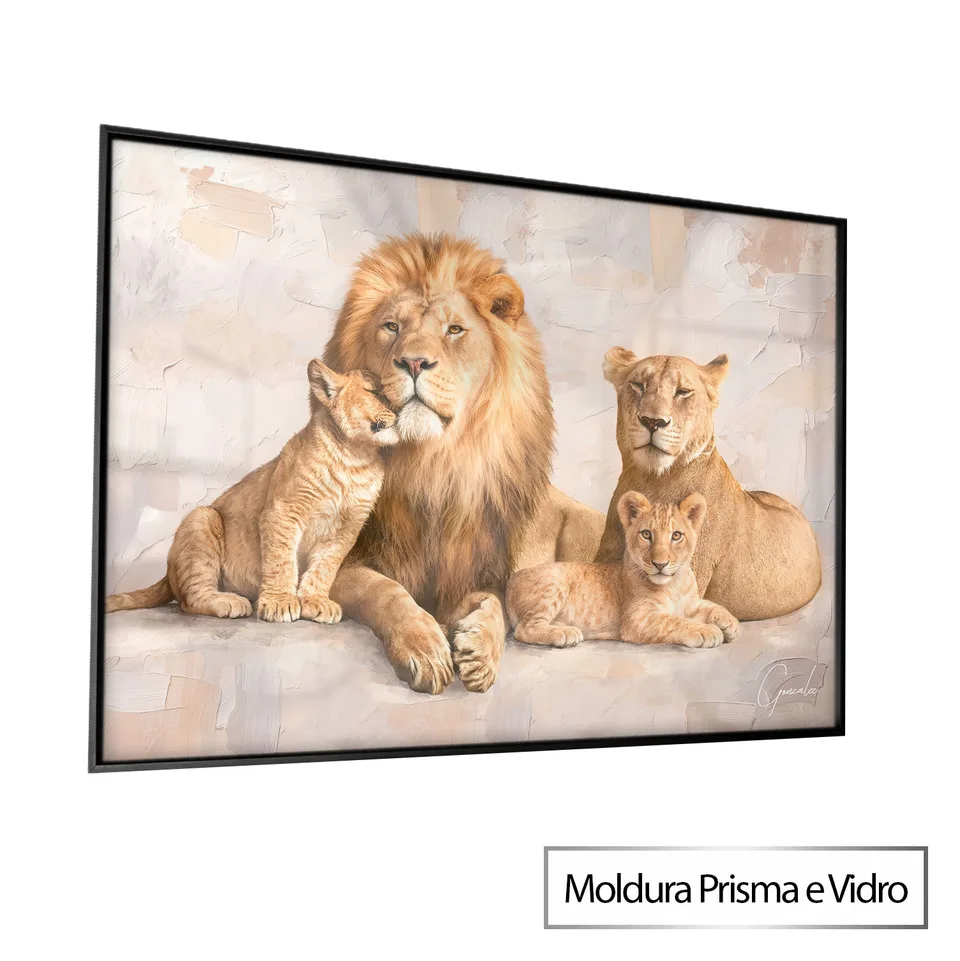 Quadro A Essência da Família de Leões - Coleção Cream Art — foto 8