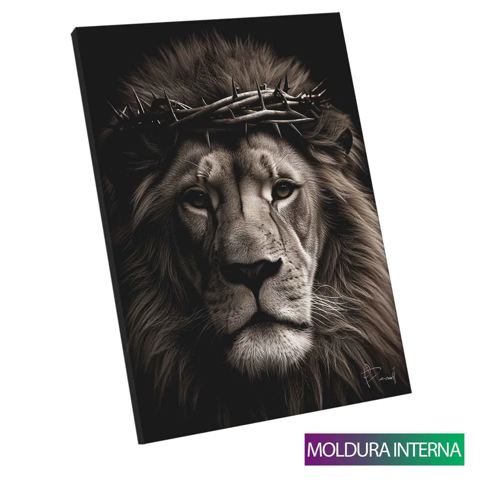 Quadro A Grandeza do Leão de Judá com moldura interna