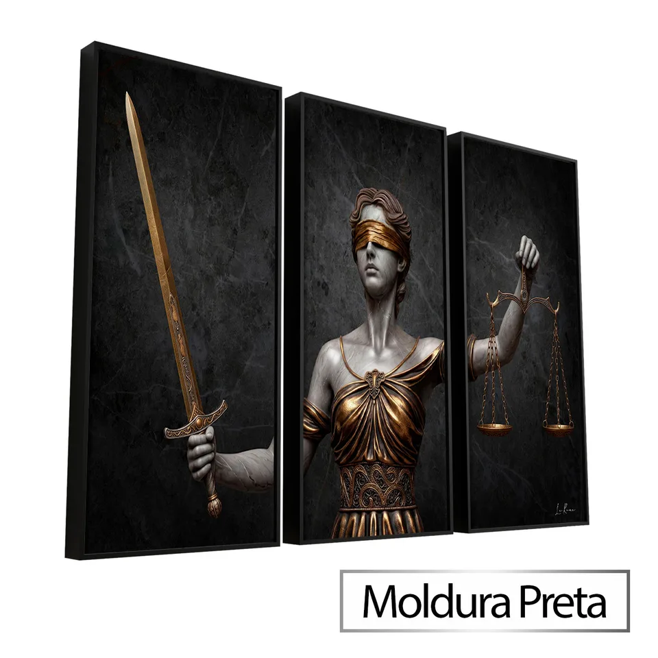 Quadro A Justiça em Bronze com moldura de filete preta