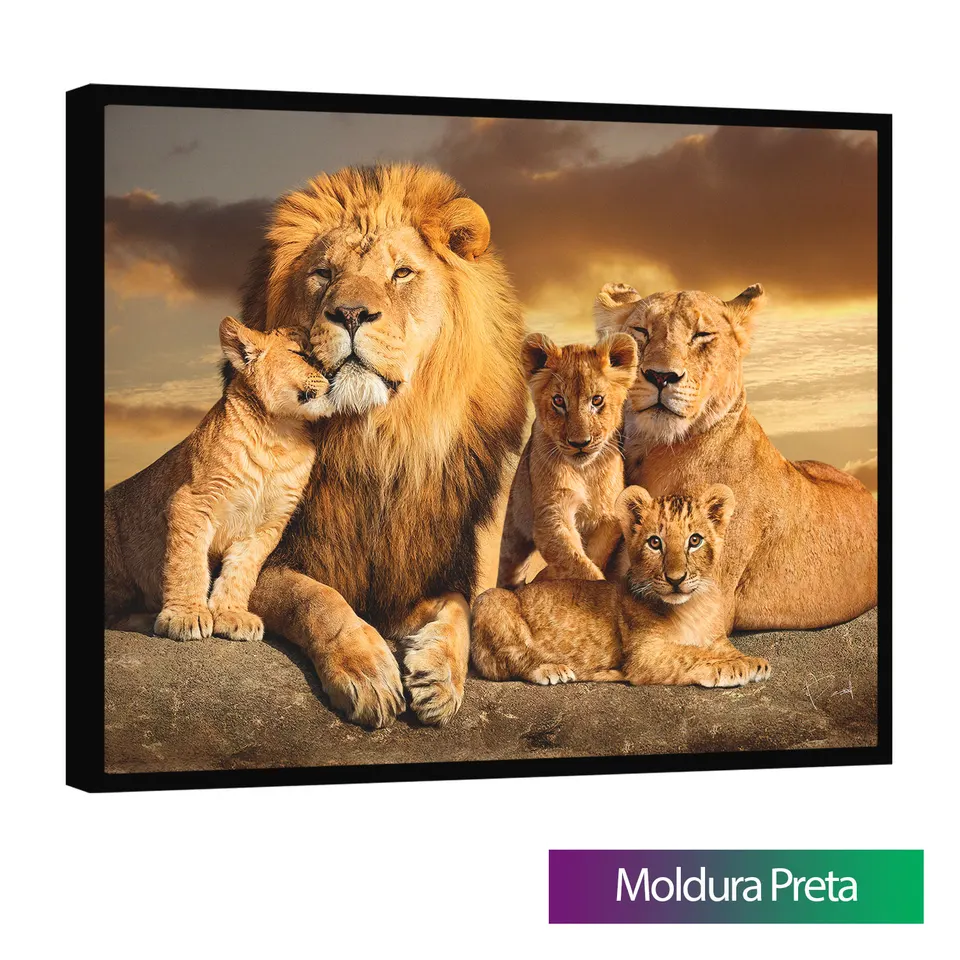 Quadro A Linhagem do Leão com moldura de filete preta