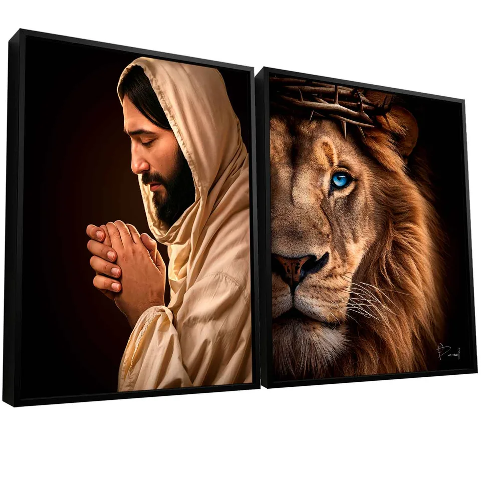 Quadro A Majestade e o Leão de Judá 2 peças