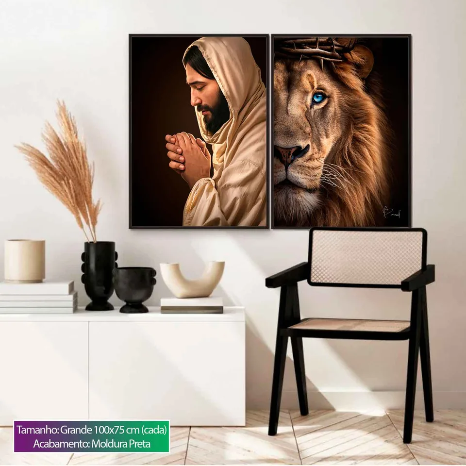 Quadro A Majestade e o Leão de Judá 2 peças, de Benoit — foto 4